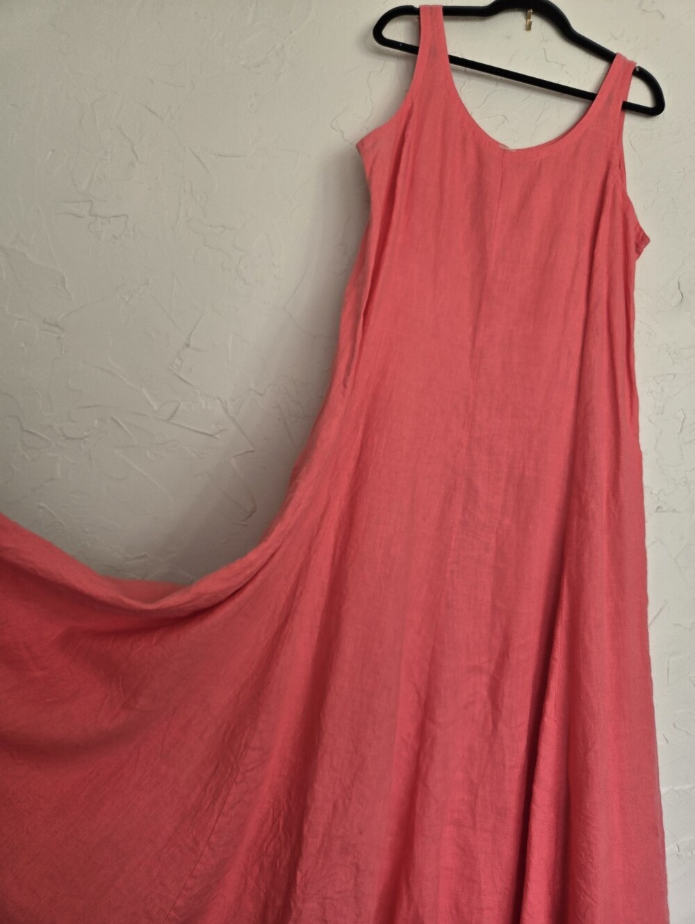 Eileen Fisher Irish Linen Coral Cinchable Dress, L - Picture 2 of 13